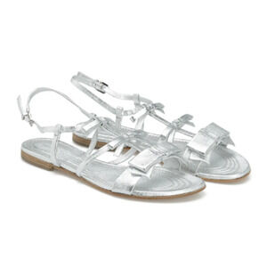 Kennel & Schmenger Elle Flat Strappy Sandals Metallic Silver Leather Womens 4.5